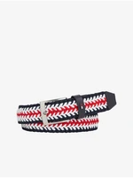 Černo-červený pánský pruhovaný pásek Tommy Hilfiger Adan 3.5 Elasti - Pánské