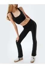 Koton Sports Tights Pants High Waist Straight Leg Piping Interlock Fabric