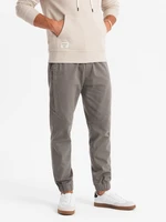 Ombre Men's knitted joggers with pleats - graphite