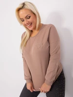 Dark beige cotton blouse plus size