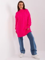 Fluo Pink Knitted Dress with Braids