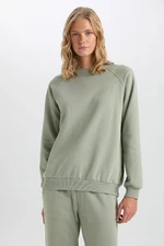 DEFACTO Oversize Wide Pattern Crew Neck Thick Basic Plain Casual Sweatshirt