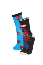 DEFACTO Boy's Marvel Spiderman 2-Piece Cotton Long Socks