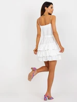 Ecru mini dress with gathered straps