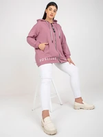 Plus size powder pink zip-up sweatshirt