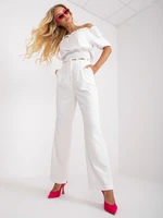 White wide-legged fabric trousers from RUE PARIS