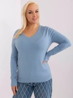 Light blue fitted viscose sweater plus size