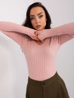 Light pink classic knitted sweater