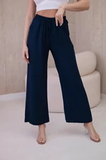 Wide viscose trousers Navy blue