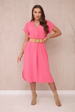 Dress with decorative belt light pink