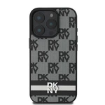 Zadní kryt DKNY PU Leather Checkered Pattern and Stripe pro Apple iPhone 16 Pro Max, černá