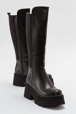 LuviShoes SOLO Black Wrinkled Patent Leather Women's Boots.