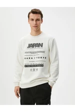 Koton Slogan Printed Sweatshirt Asian Themed Crew Neck