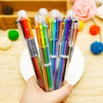 SM-6 Korean Creative Cute Cartoon Multicolor 6-in-1 Colors Press Ballpoint Pen Writing Ink Pen Office School Stationery