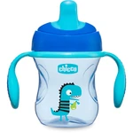 Chicco Train tréningový hrnček s držadlami 6m+ Blue 200 ml