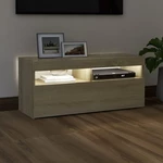 TV Cabinet with LED Lights Sonoma Oak 35.4"x13.8"x15.7"