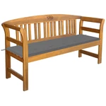 Garden Bench with Cushion 61.8" Solid Acacia Wood