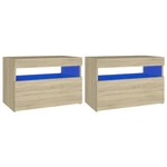 TV Cabinets with LED Lights 2 pcs Sonoma Oak 23.6"x13.8"x15.7"