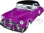 1950 Chevrolet Bel Air Lowrider Purple Metallic with Black Top and White Interior "Get Low" Series 1/24 Diecast Model Car by Motormax