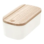 Biely úložný box s vekom z dreva paulownia iDesign Eco, 9 x 18,3 cm