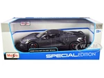 2020 Chevrolet Corvette Stingray C8 Dark Gray Metallic with Racing Stripes 1/18 Diecast Model Car by Maisto