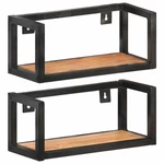 Wall Shelves 2 pcs 15.7" Solid Acacia Wood