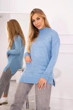 Sweater with stand-up collar blue