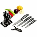 KF-2 5 Pieces Black Blade Ceramic Knife Set Multi-function Ergonomic Chef Knife Peeler Slicer