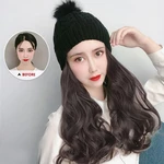 Women Cap Wig Hat Light Curly Long Synthetic Girl Hair Winter