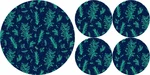 Bertoni Home Unisex's 1+4 Round Table Pads Set Juniper Navy Blue/Green