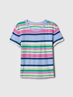 Blue-pink girls' striped T-shirt GAP