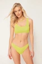 Trendyol Green Textured Regular Bikini Bottom