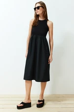 Trendyol Black Waist Opening Midi Woven 2 in 1 Dress