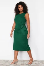 Trendyol Curve Green Faux Lace Detailed Knitted Dress