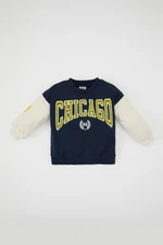 DEFACTO Baby Boy Regular Fit Crew Neck Slogan Printed Sweatshirt