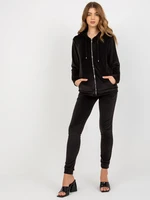 Women's two-piece velour set - black