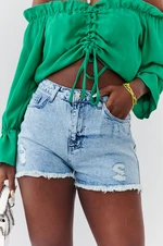 Striped denim shorts