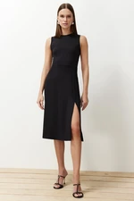 Trendyol Black More Sustainable A-Line/A-Line Slit Flexible Knitted Midi Dress