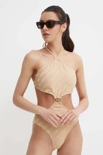 Jednodílné plavky MICHAEL Michael Kors CUT OUT ONE PIECE béžová barva, mírně vyztužený košík, MM13720