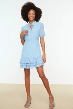 Trendyol Blue Collar Detailed Dress With Frills