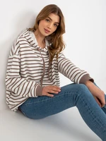 Brown and white loose striped hoodie