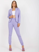 Basic light purple two-piece sweatshirt set with jacket