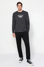 Trendyol Men's Black Striped Regular Fit Knitted Pajama Set