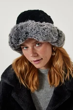 Happiness İstanbul Women's Black Gray Faux Für Bucket Hat