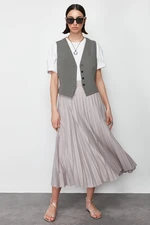 Trendyol Gray Pleated Woven Skirt