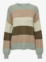 Brown-beige women's striped sweater ONLY Latia