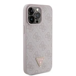 Zadní kryt Guess PU 4G Strass Triangle Metal Logo pro Apple iPhone 15 Pro Max, pink