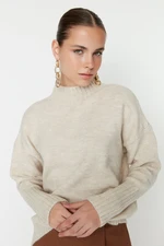 Trendyol Ecru Wide Fit Soft Textured Basic Knitwear Sweater