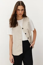 Trendyol Ecru Striped Linen Look Woven Vest