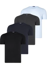 QUAD SET T8569 DEWBERRY BIKE COLLAR MENS T-SHIRT-BLACK-NAVY BLUE-BLUE-ANTHRACITE